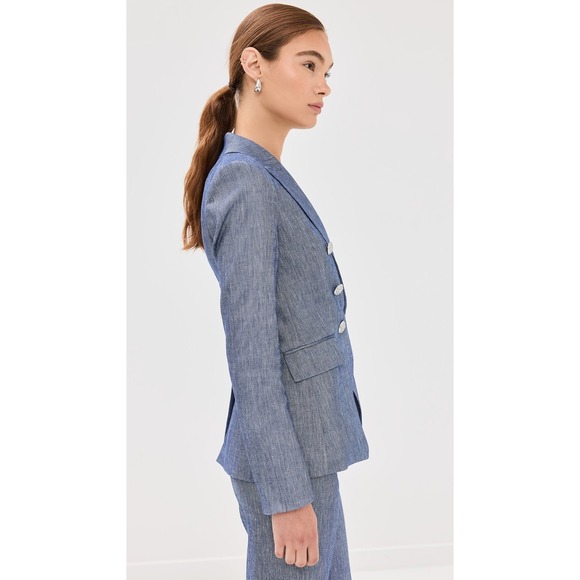VERONICA BEARD Double Breasted Blue Linen Blend Blazer Size 10 - Picture 4 of 11